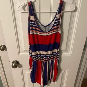 red, white, and blue romper